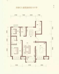 洋房 建面101㎡-3室2厅2卫