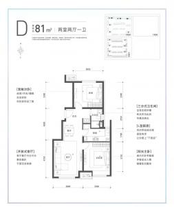 D 建面81㎡-2室2厅1卫