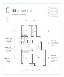 C 建面89㎡-3室2厅1卫