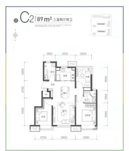 C2 建面89㎡-3室2厅2卫